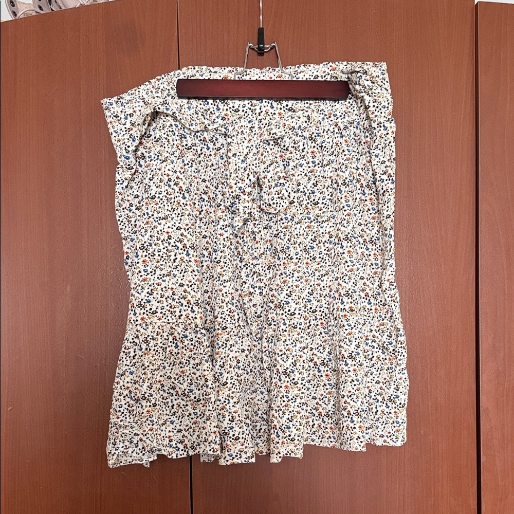 Madewell Cream A-Line Skirt with Multicolor Floral Dots